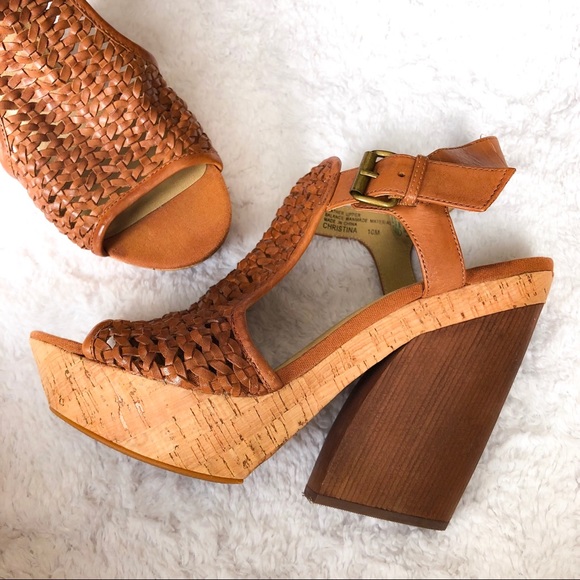 woven block heels